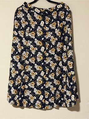 Vintage Sag Harbor Sunflower Midi Skirt (Size L) – Button Front